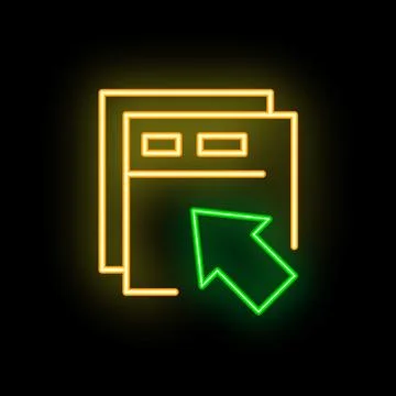 Neon cursor clicking on multiple layered documents icon Stock Illustration