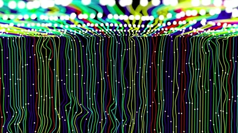 Neon Curve lines led light dots able to loop endless Stock Footage 314633624