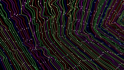Neon curve lines led lights on black bg able to loop endless Stock Footage 315021190