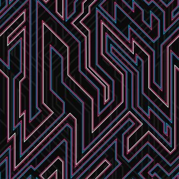 Neon curve seamless texture Illustrazione stock