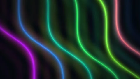 Neon Curved Light Lines Abstract Seamless Loop Stock Footage 342352095