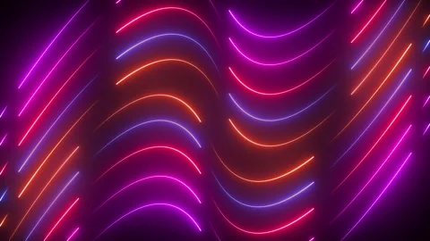 Neon Curved Wavy Lines Stock Footage 169896334