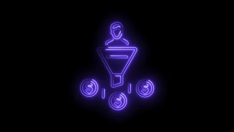 Neon customer conversion funnel animation illustrating lead generation and sales Stock Footage 330773540