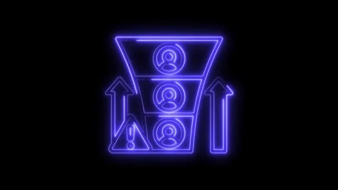 Neon customer conversion funnel illustrating lead generation and sales process Stock Footage 322969787