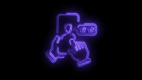 Neon customer feedback form animation online review system and user experience Stock Footage 330775401