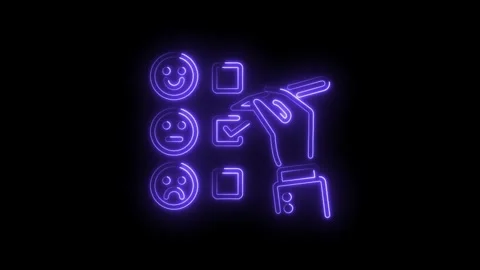 Neon customer feedback survey animation with hand marking option on a black Stock Footage 330775114