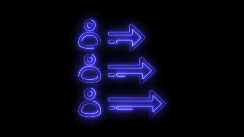 Neon customer flow chart animation concept with user icon and arrow directi.. Stock Footage 309292652