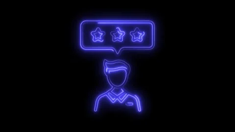Neon customer review feedback loop animation business person with speech bu.. Stock Footage 309908305