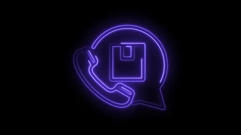 Neon customer service delivery package support phone call concept on black .. Stock Footage 346004551