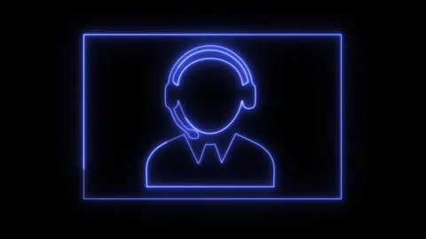Neon customer service support icon loop. Vidéo 332140299