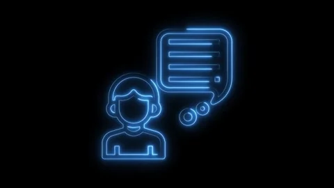 Neon customer support icon animation revealing customer data and feedback on Stock Footage 322971481