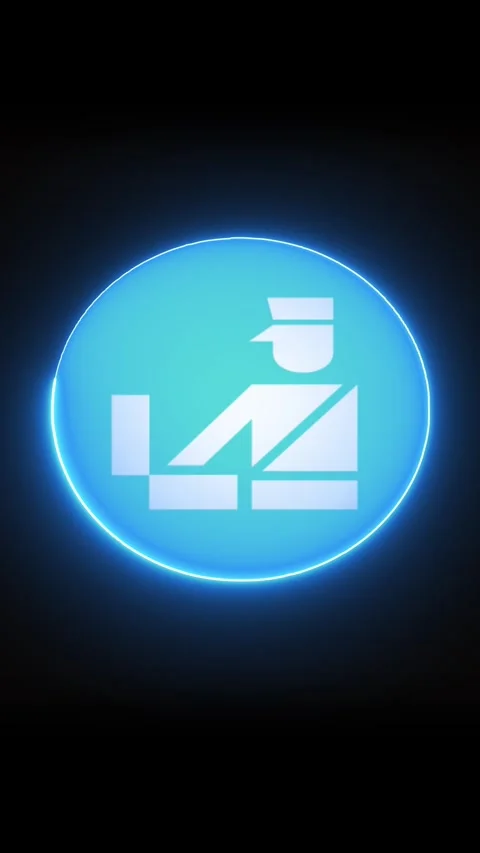 Neon customs officer at booth icon with glowing effect, designed for mobile.. Stock Footage 321725368