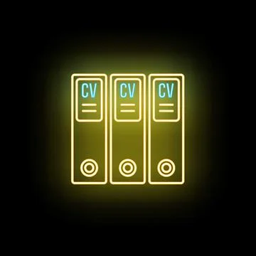 Neon cv binders representing job search and recruitment Stock Illustration