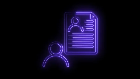 Neon cv profile and document job search and application process abstract an.. Stock Footage 346007747