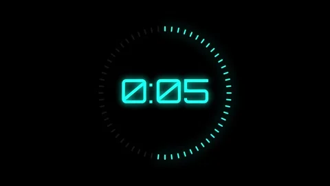 Neon Cyan 10 Second Countdown Timer on Black Background Stock Footage 332413811