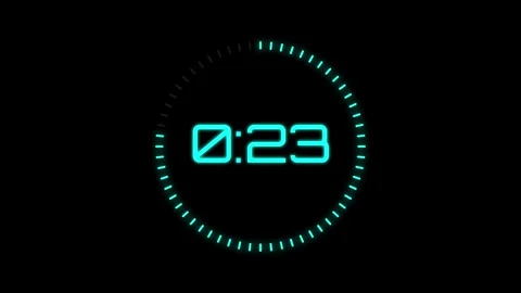 Neon Cyan 30 Second Countdown Timer on Black Background Stock Footage 332413823