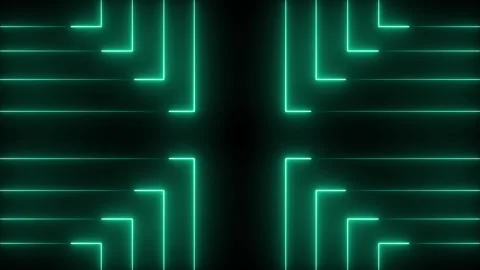 Neon cyan blinking lines moving animation isolated on black background Vídeo Stock 329437869
