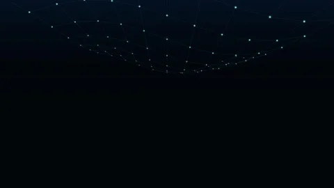 Neon Cyan Digital Wave Landscape with Interconnected Points and Glowing Net.. Stock Footage 345981511