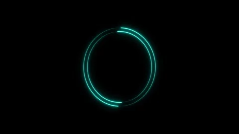 Neon cyan glowing circular light loader animation spinning in dark backgrou.. Stock Footage 345548151