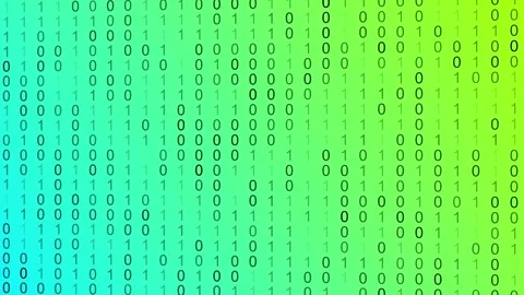 Neon Cyan Green Binary Code Gradient Background Loop Stock Footage 320379768