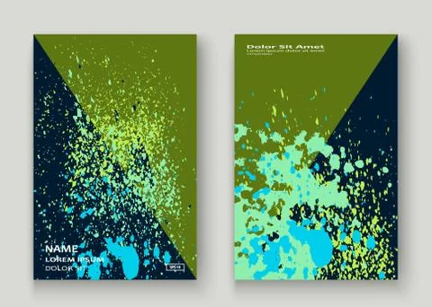 Neon cyan greenery explosion paint splatter artistic cover desig イラスト素材