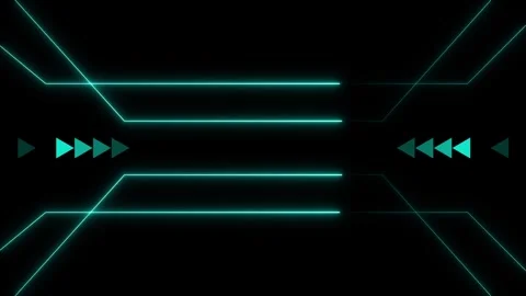 Neon cyan HUD frame with glowing arrow icons. Digital HUD frame for tech in.. 動画素材 337368880