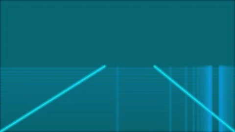 Neon cyan perspective lines move across dark teal grid floor in retro futur.. Stock Footage 341667873