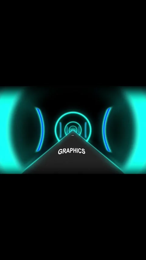 Neon Cyan Ring Tunnel with Triangular Path and Loopable Text abstract verti.. Stock Footage 321723044