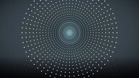 Neon cyan-white round ring tunnel background, glowing LED motion loop seamless Stock Footage 342638781