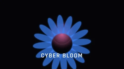 Neon Cyber Bloom Flower Glowing Digital Abstract Background Loop Stock Footage 337655983