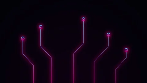 Neon Cyber Circuit Tree Stock Footage 341683673
