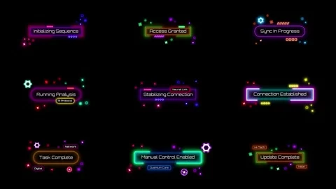 Neon Cyber HUD Titles Lower Thirds | Futuristic UI Overlay Pack After Effects stock