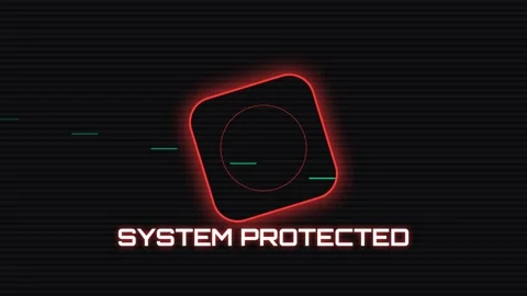 Neon Cyber Security System Protected Signal Interface Graphic Overlay Stock Footage 336805107
