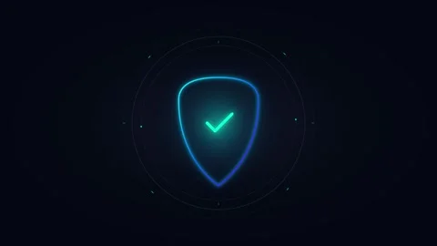 Neon cyber shield with animated checkmark for cybersecurity and data protec.. Vidéo 344862915