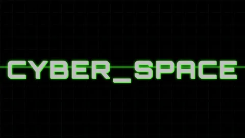 Neon Cyber Space Text on Black Background for Futuristic Technology Concepts Stock Footage 337503275