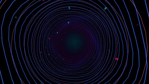 Neon cyber tunnel abstract background, with glowing particles, and pulsing .. Video stock 344855290