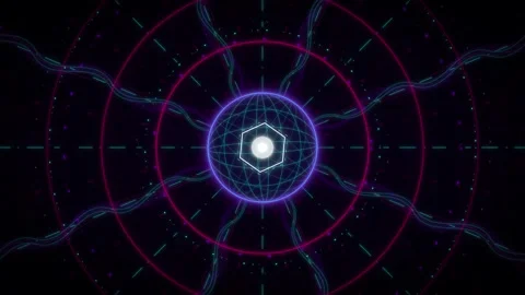 Neon cybernetic core abstract background, with pulsing geometric, rings and.. Stock Footage 337561652