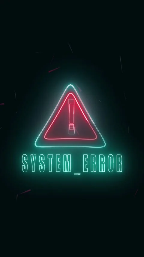 Neon cyberpunk error alert animation vertical video loop with warning trian.. Stock Footage 321628599