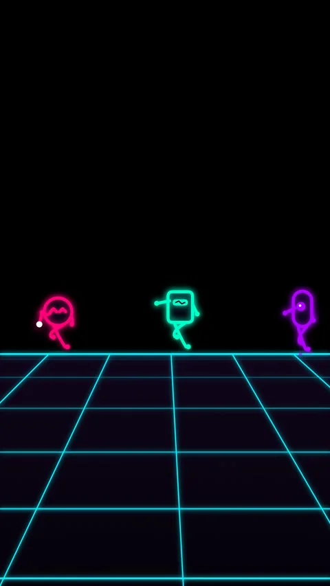Neon Cyberpunk Geometric Bots Marching Sahur Patrol Loop Video stock 330733896