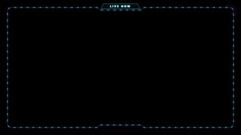 Neon cyberpunk live stream overlay with glowing digital frame and live now .. Видео 344855484