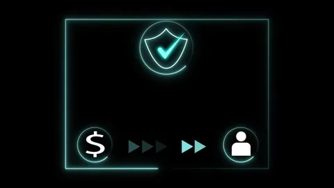Neon cybersecurity login and secure payment interface glowing on dark anima.. Stock Footage 337366468