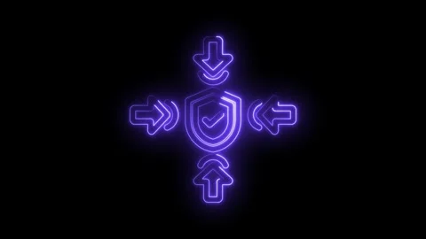 Neon cybersecurity protection shield with arrows concept for data security .. Stock Footage 346008183