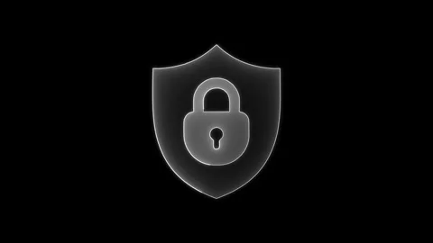 Neon Cybersecurity Shield Animation, Glowing Lock Symbol Video, Digital Sec.. Stock Footage 305166384