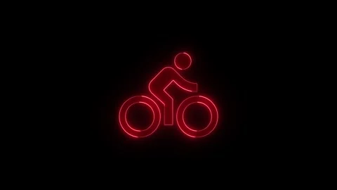 Neon cyclist outline glowing on dark background creating a dynamic and ener.. Stock Footage 345549665
