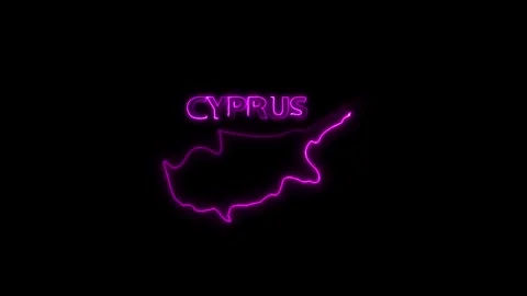 Neon Cyprus map, Cyprus state map icon 4k animation. Outline map of Cyprus. Stock Footage 322088449