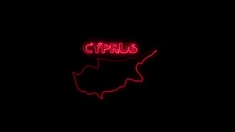 Neon Cyprus map, Cyprus state map icon 4k animation. Outline map of Cyprus. Stock Footage 322088450