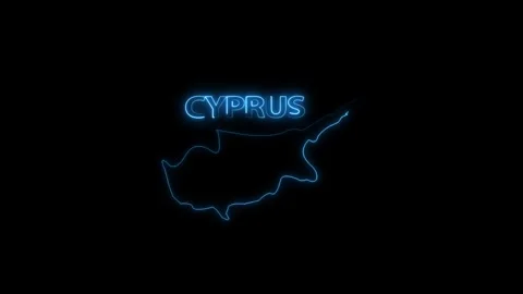 Neon Cyprus map, Cyprus state map icon 4k animation. Outline map of Cyprus. Stock Footage 322088488