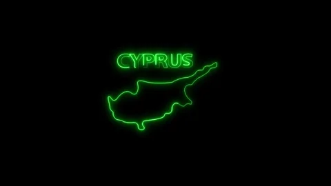 Neon Cyprus map, Cyprus state map icon 4k animation. Outline map of Cyprus. Stock Footage 322090022
