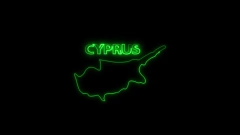 Neon Cyprus map, Cyprus state map icon 4k animation. Outline map of Cyprus. Stock Footage 322090024