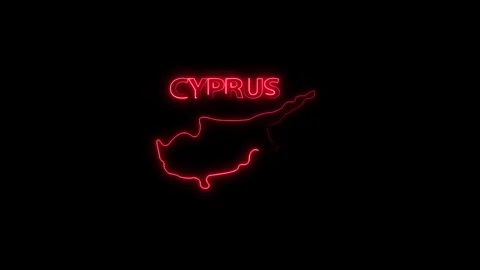 Neon Cyprus map, Cyprus state map icon 4k animation. Outline map of Cyprus. Stock Footage 322090054